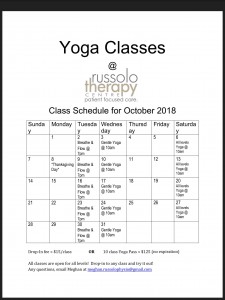 October Yoga Schedule